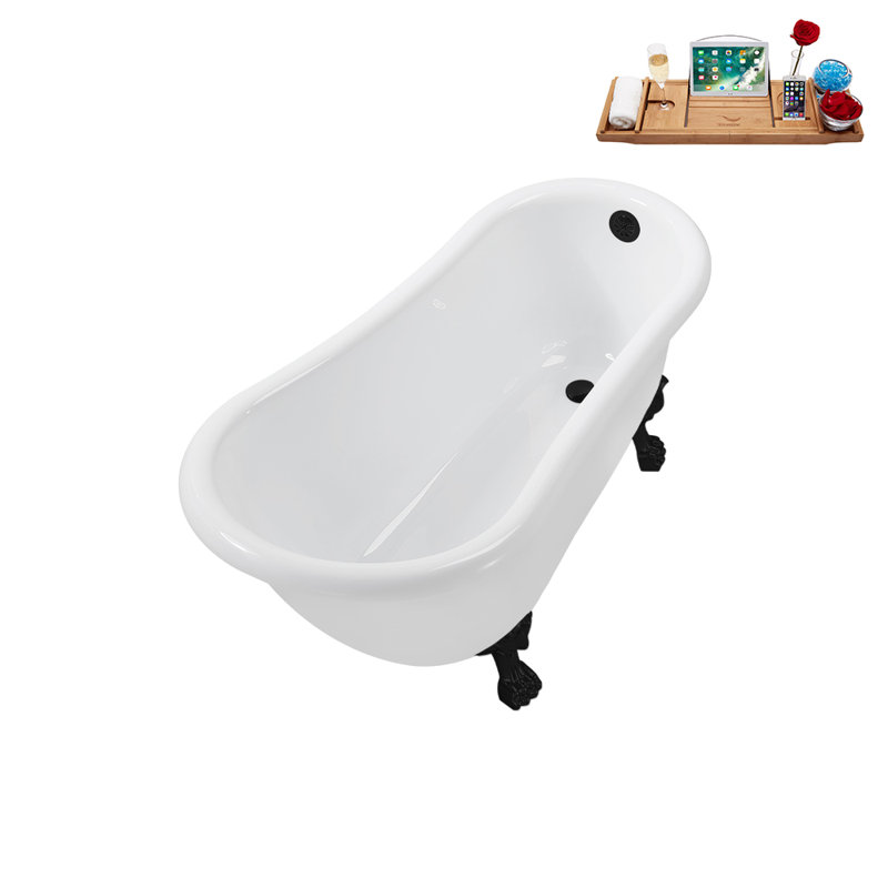 53.1'' x 25.6'' Soaking Acrylic Bathtub, Matte Black, Matte Black