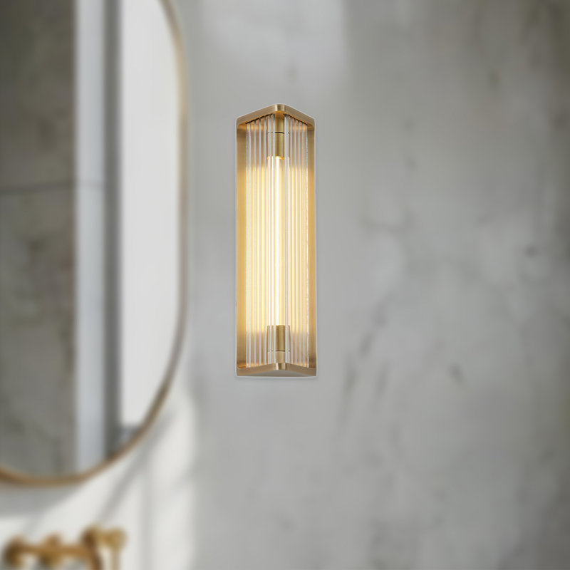 Sabre 1 - Light LED Bath Bar, Ribbed Glass/Vintage Brass