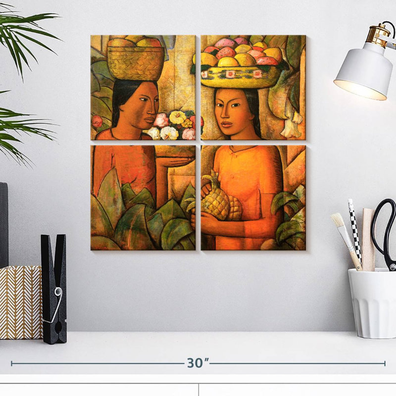 Mujeres Con Frutas, H 18 po x l 18 po