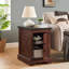 Table de bout Farmhouse avec porte de grange coulissante et tablette réglable