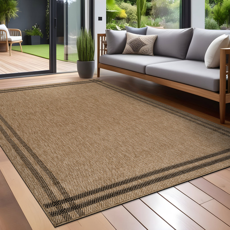 Indoor Outdoor Area Rug, Beige, Rectangle 8' x 10'