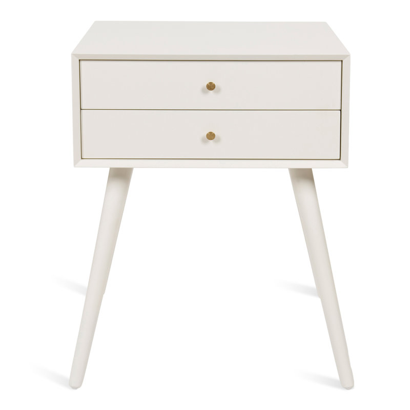 Table de chevet 2 tiroirs Ottman, Blanc
