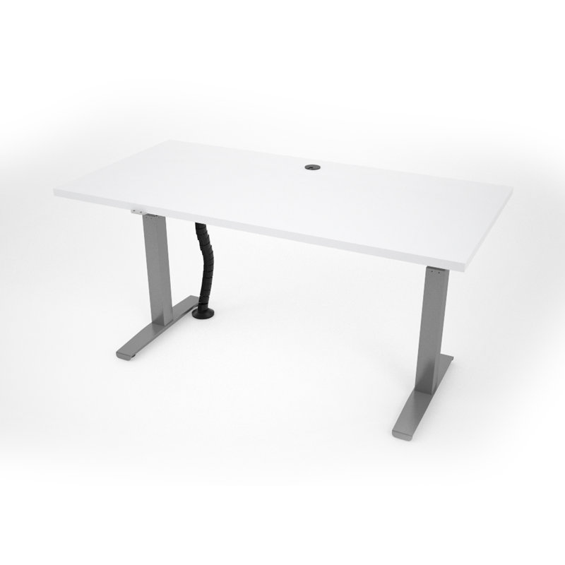 Bureau à hauteur réglable REVOH, H 50 po x l 60 po x P 30 po, Blanc glacier