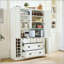 Garde-manger Farmhouse avec portes pliables, prise de courant, supports à vin et plateaux de service - 53,2 po x 17,7 po x 71 po-1462131137