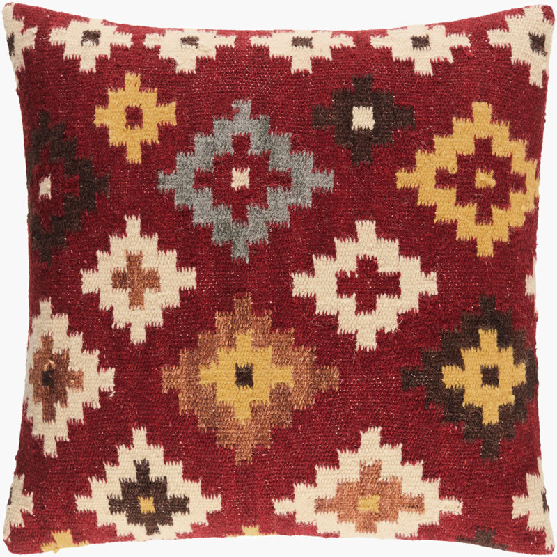 Blanche Accent Pillow Cover, Red Ikat, 18"H x 18"W