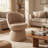 Upholstered Boucle Accent Chair MidBack Swivel Chair Armless Barrel Chiar-1403320121
