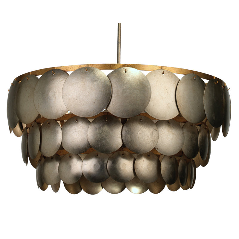 Calypso Champagne Leaf 4-Light Tiered Chandelier with Gold Accents
