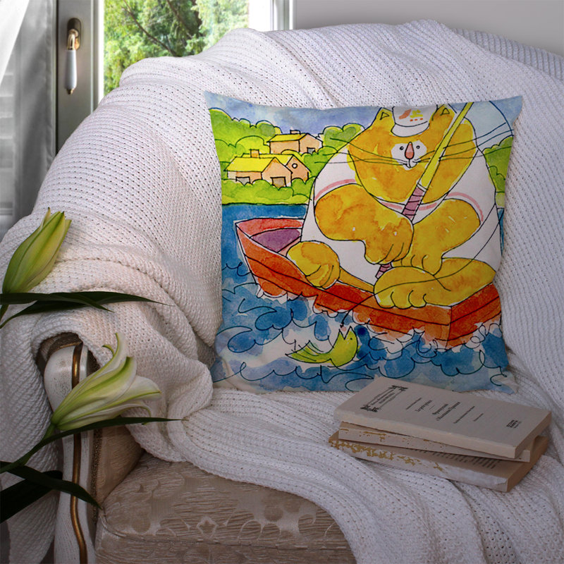 Coussin décoratif intérieur/extérieur grand orange chats pour la pêche