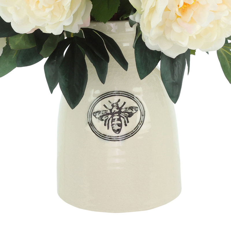 Peonies Arranged in Ceramic Vase