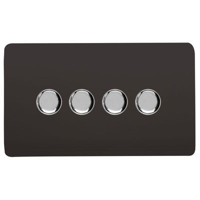 Trendi Switch 4 Gang 1 or 2 way 100w Rotary LED Dimmer Light Switch