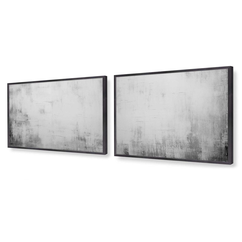 Ensemble de 2 impressions blanches silencieuses dans un cadre brossé, x 16 po, Weathered Zinc, H 12,25 po x l 30,5 po