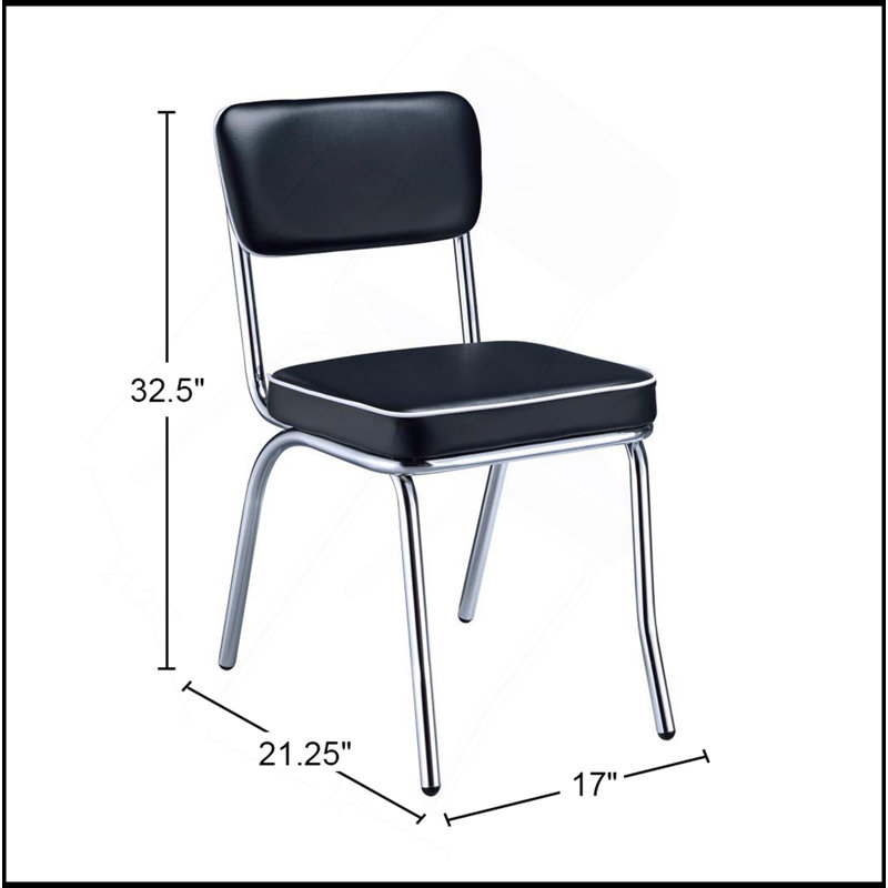 Ensemble de 2 chaises d'appoint rembourrées, Noir, Chrome
