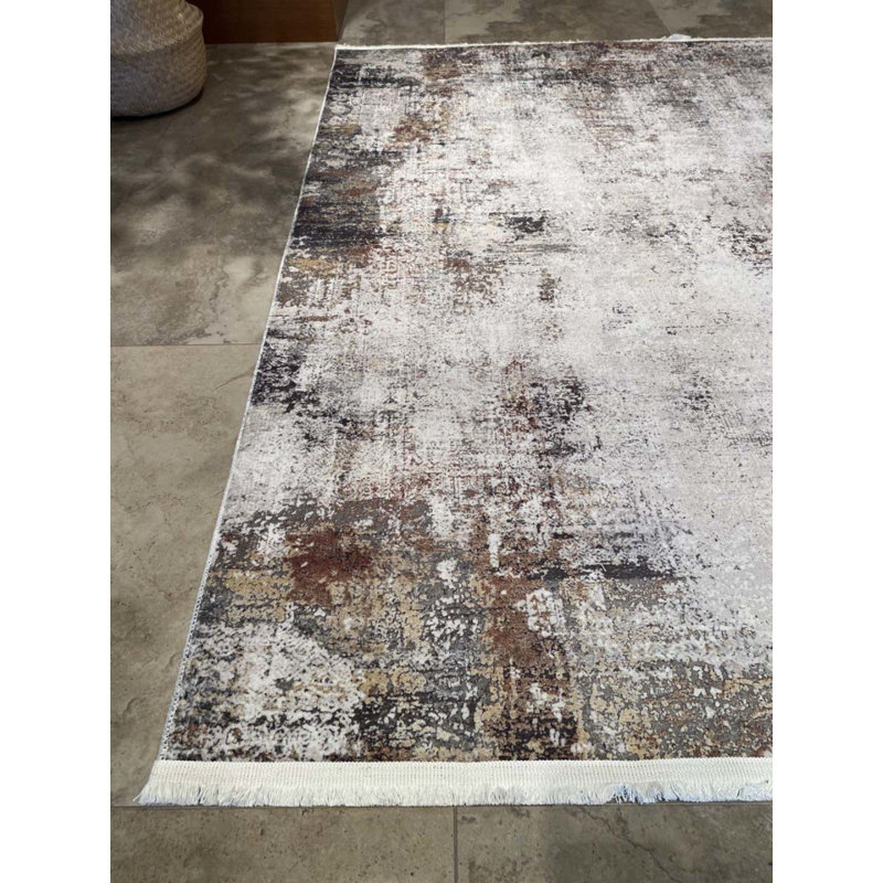 Tapis en coton avec envers antidérapant Kahlie, Tapis de couloir 5 pi 3 po x 11 pi 6 po