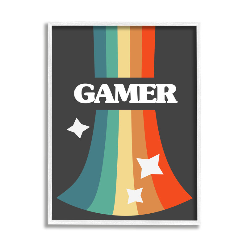 Vidéo de jeu vidéo rétro arc-en-ciel, H 30 po x l 24 po, Giclée encadrée blanc bord de mer