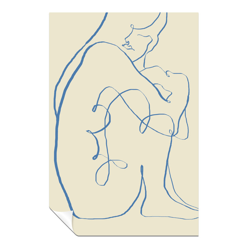 Line Art Woman Down Illustration - No Frame Print, 31cm H x 20cm W x 0.5cm D