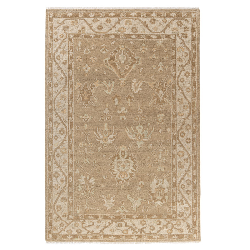Herny Traditional Oriental Handmade Natural Wool Indoor Area Rug, Rectangle 6' x 9'