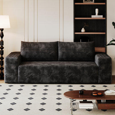 Canapé en velours côtelé avec coussin moelleux