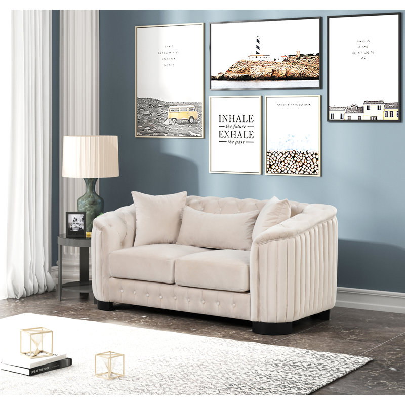 Jaselyn 64'' Velvet Loveseat, Beige