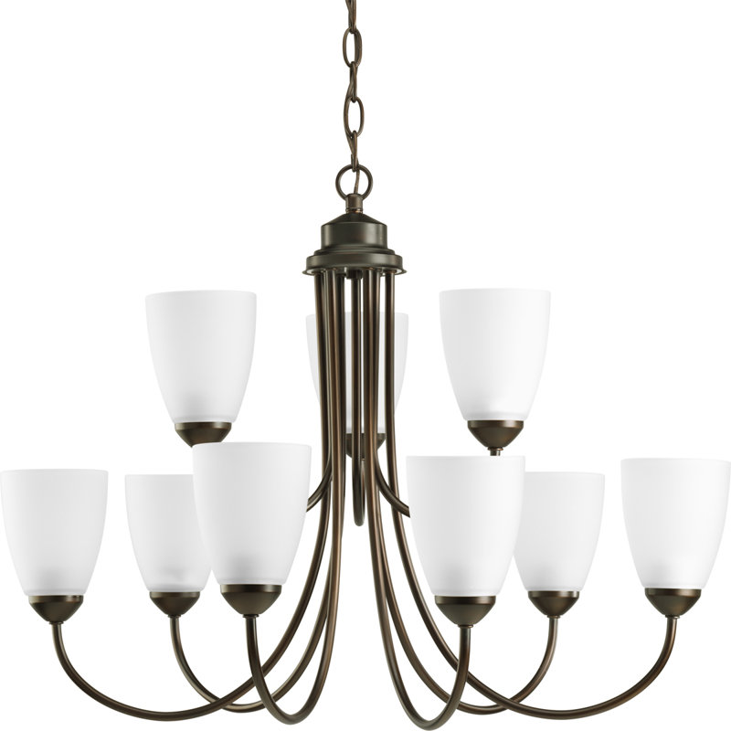 Lustre à niveaux 9 niveaux à abat-jour Carilynn, Bronze antique