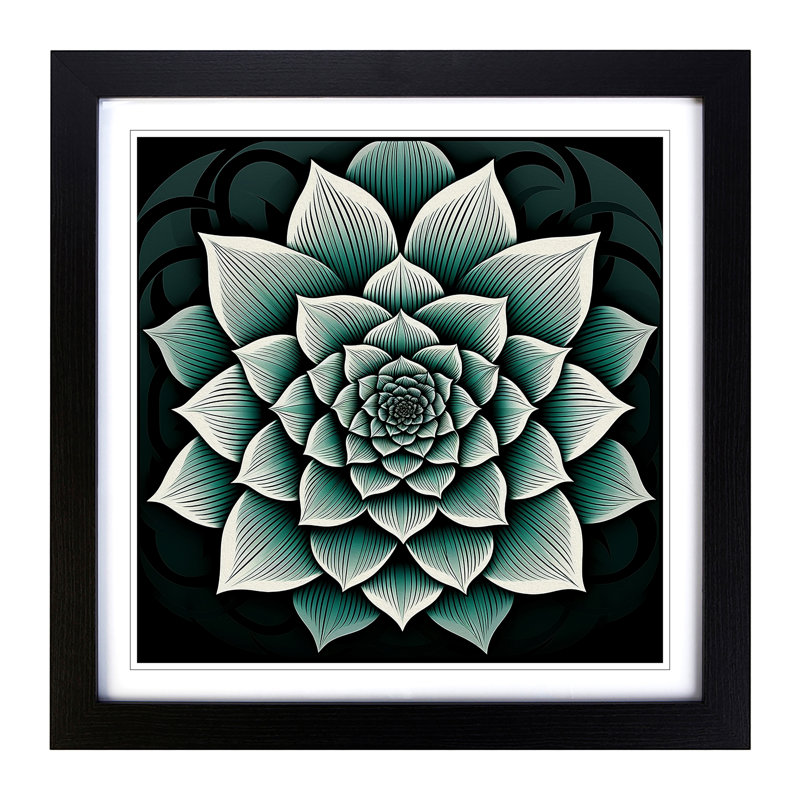 Lotus Flower No.1 - Single Picture Frame Print on Wood, Black