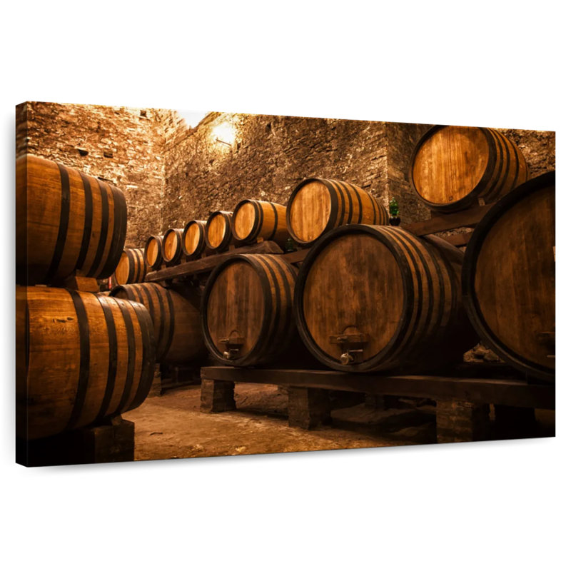 Cave Lilie avec tonneaux à vin, H 8 po x l 12 po