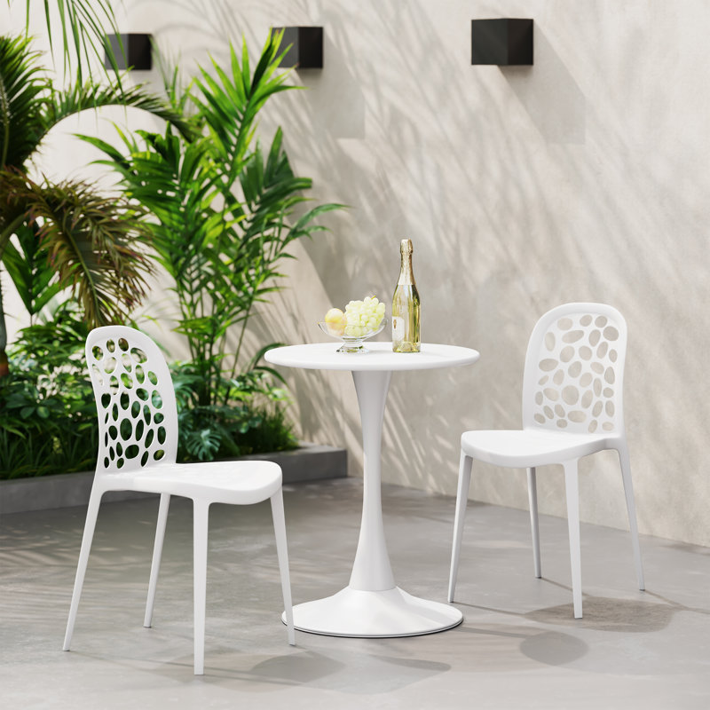 Ensemble repas d'extérieur rond, Blanc