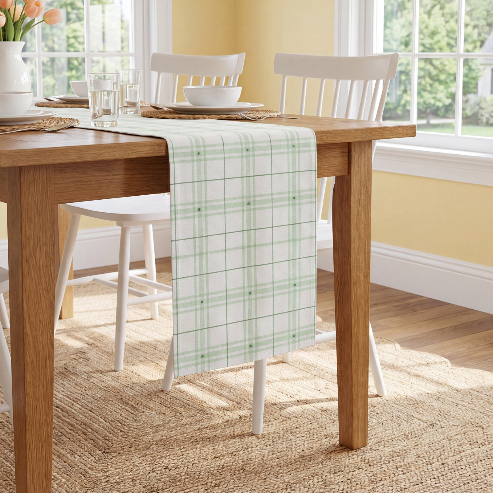Damariscotta Plaid St. Patrick's Day Table Runnner, 90" x 16"