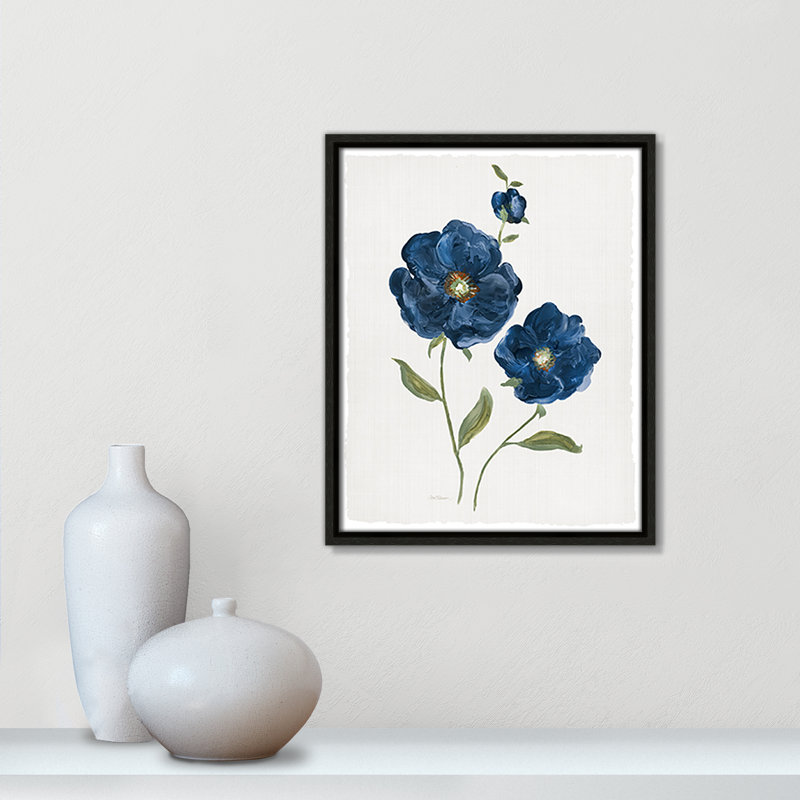 «Blue Poppies Print» par Carol Robinson, Espresso, H 15,5 po x l 12,5 po x P 2 po