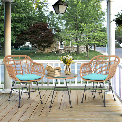 Charlesville Polyethylene (PE) Wicker 2 - Person Seating Group with Cushions