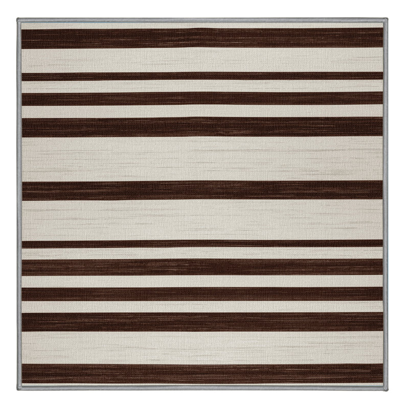 Tapis gris à rayures horizontales lavable à la machine, Carré 5 pi