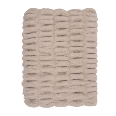 Bliss Faux Fur Ruched Throw Blanket With Micro Mink Back