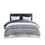 Très grand / très grand édredon en coton. Chenille touffetée. Motif bleu marine. . 2 taies décoratives. Lavable à la machine. Rembourrage de literie confortable. Assorti charmant-117361083-117361084