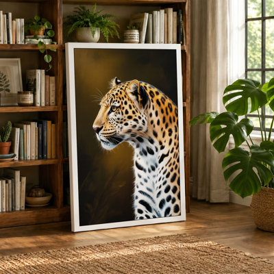 Leopard in Profile Modern 1 Piece Wrapped Canvas Wall Art