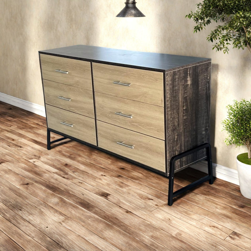 Plate Type 6 Drawer Cabinet For Bedroom, Brown/Wood