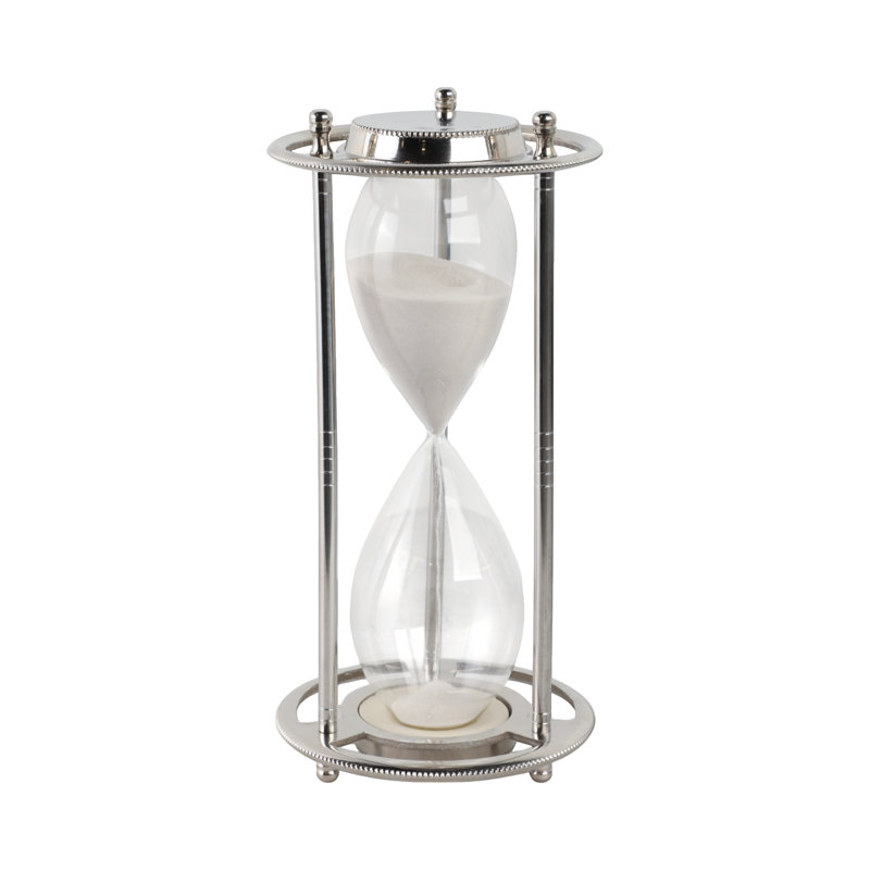 11" Verlice Metal Hourglass, Silver