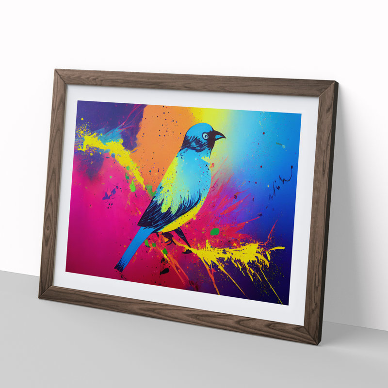 Bird Splash Vol.5 Abstract - Framed Print, 34cm H x 46cm W x 2cm D, Walnut