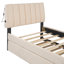 Lit plateforme tapissier simple avec lit gigogne Teddy-1812822771