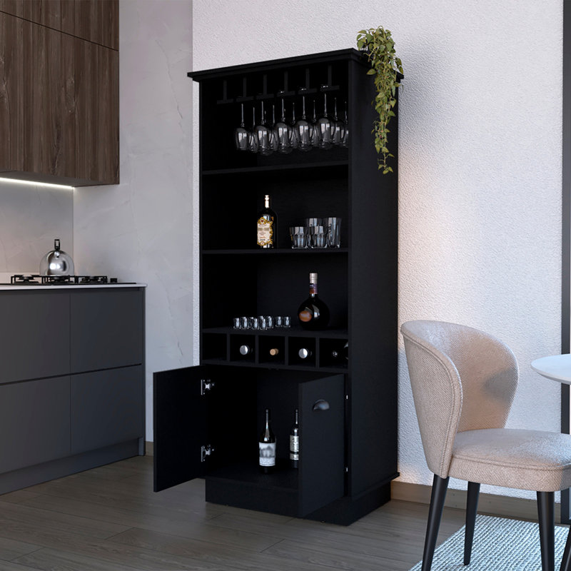 Meuble-bar Taholah, salon, noir, Black