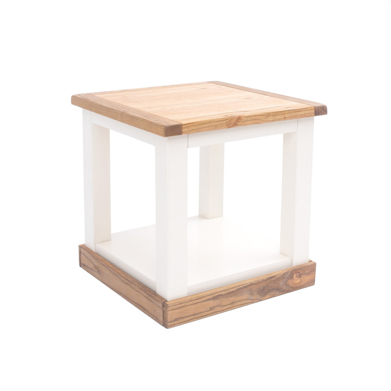 Pascal End Table, White/Light Wood
