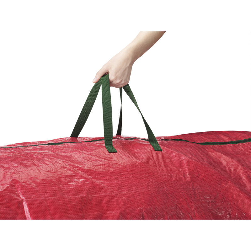 Large Red Christmas Tree Storage Bag with Green Trim