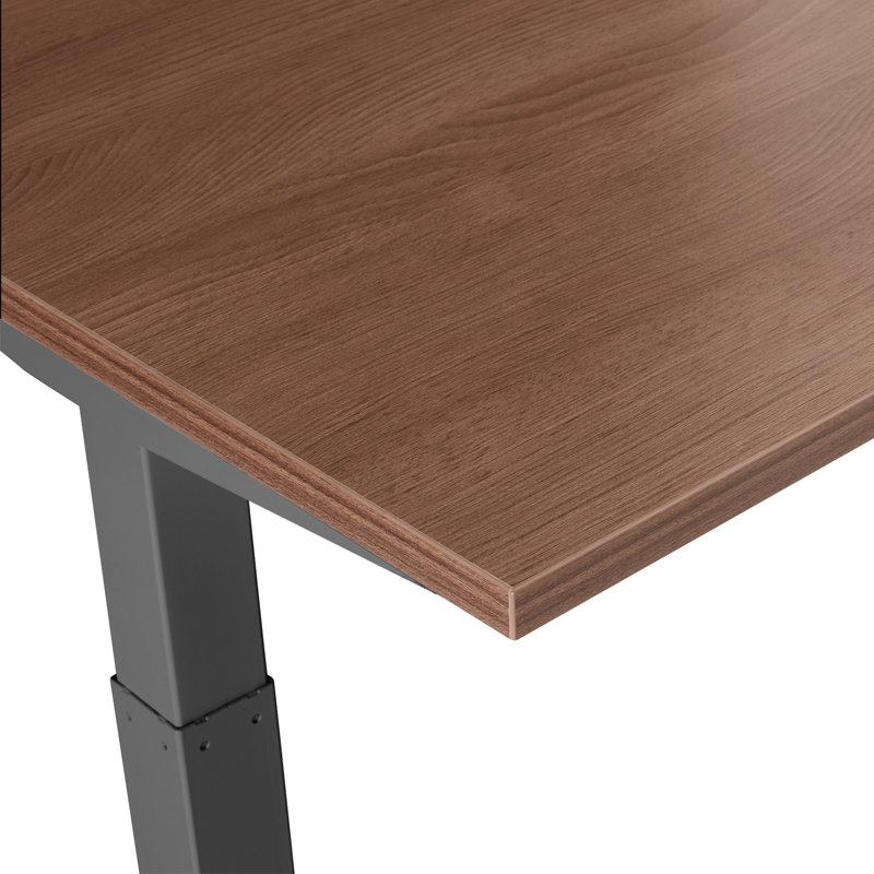 Bureau à hauteur réglable Series L, Gris anthracite / noyer, H 50,5 po x l 58 po x P 57 po