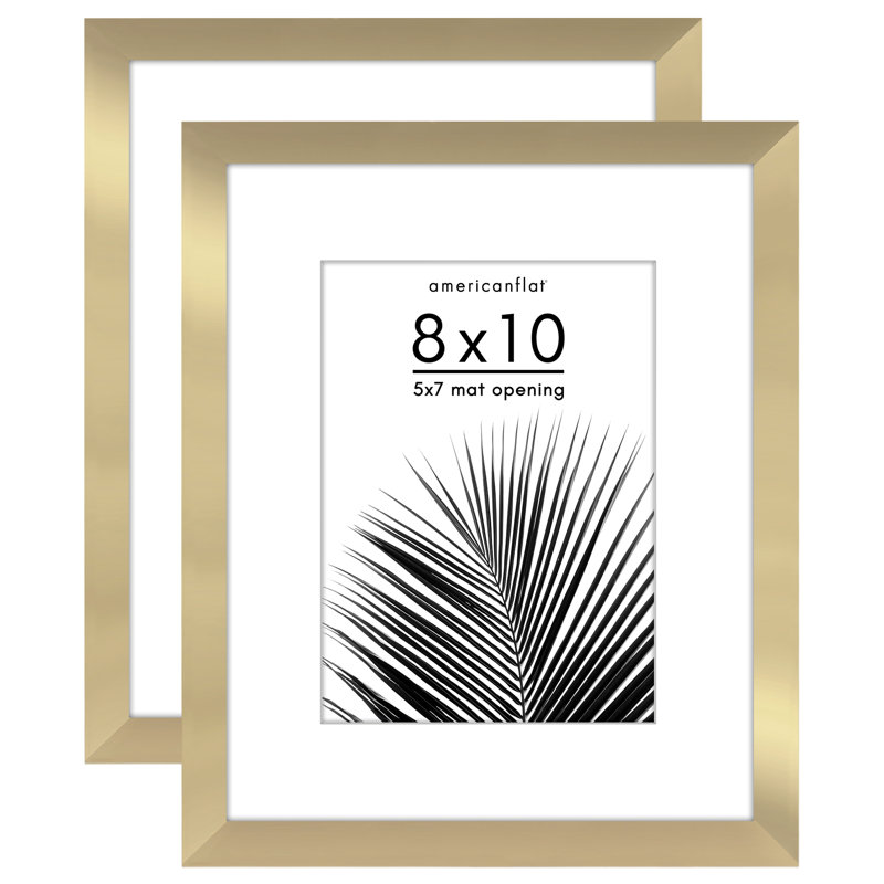 Cadre photo Americanflat - ensemble de 2 - cadre avec passe-partout - plexiglas poli, Doré, 8 po x 10 po, 5 po x 7 po