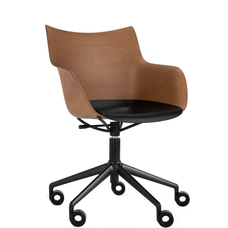 Q/Wood Swivel Task Chair, Dark Wood/Black
