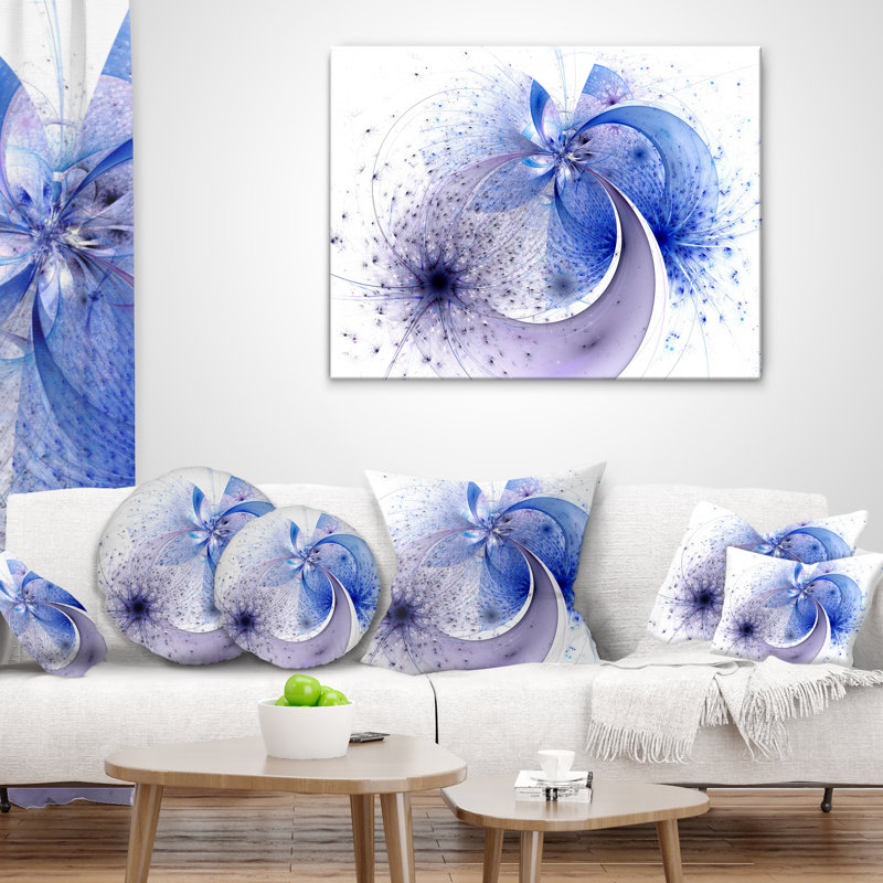 Coussin floral à fleur symétrique floral, 18 po x 18 po, Coussin décoratif