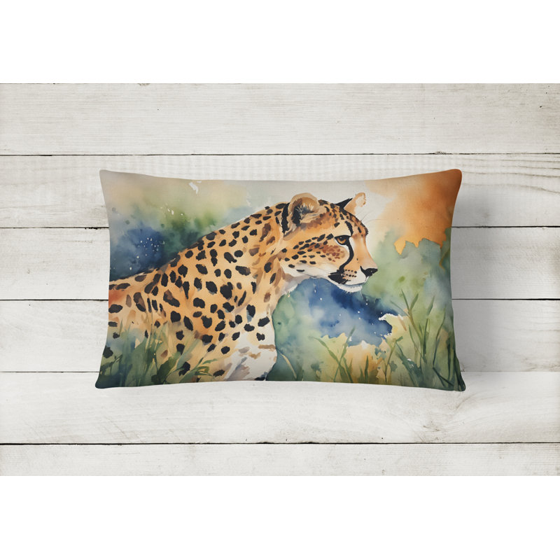 Cheetah Artwork 12x16 Outdoor Polyester Throw Pillow