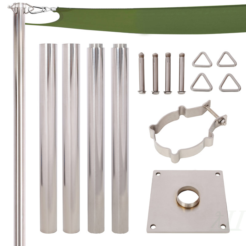 Auvent en acier inoxydable 12 pi avec plaque de base, adapté pour le jardin, la cour, le patio et l'aire de jeu