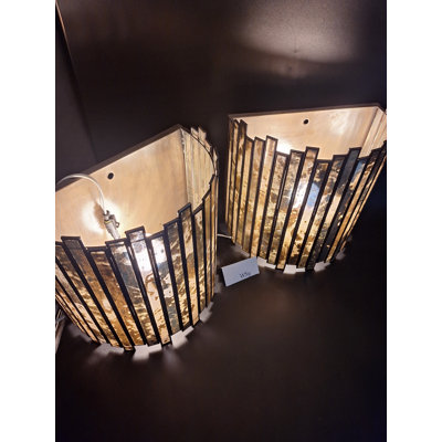 Distressed Tin & Glass Wall Sconce Set