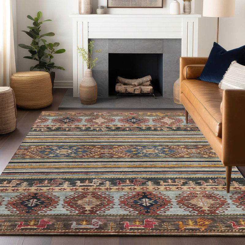 Claritha Orange Washable Indoor-Outdoor Rug - LOOMLAN, 8' x 10'