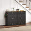 Station d'alimentation moderne pour animaux avec 2 bols surélevés, armoire de rangement pour aliments pour chiens, tiroir et crochets-107086332