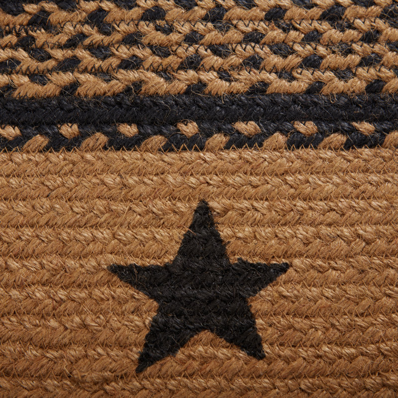Tapis ovale tressé géométrique noir / brun foncé Anzla